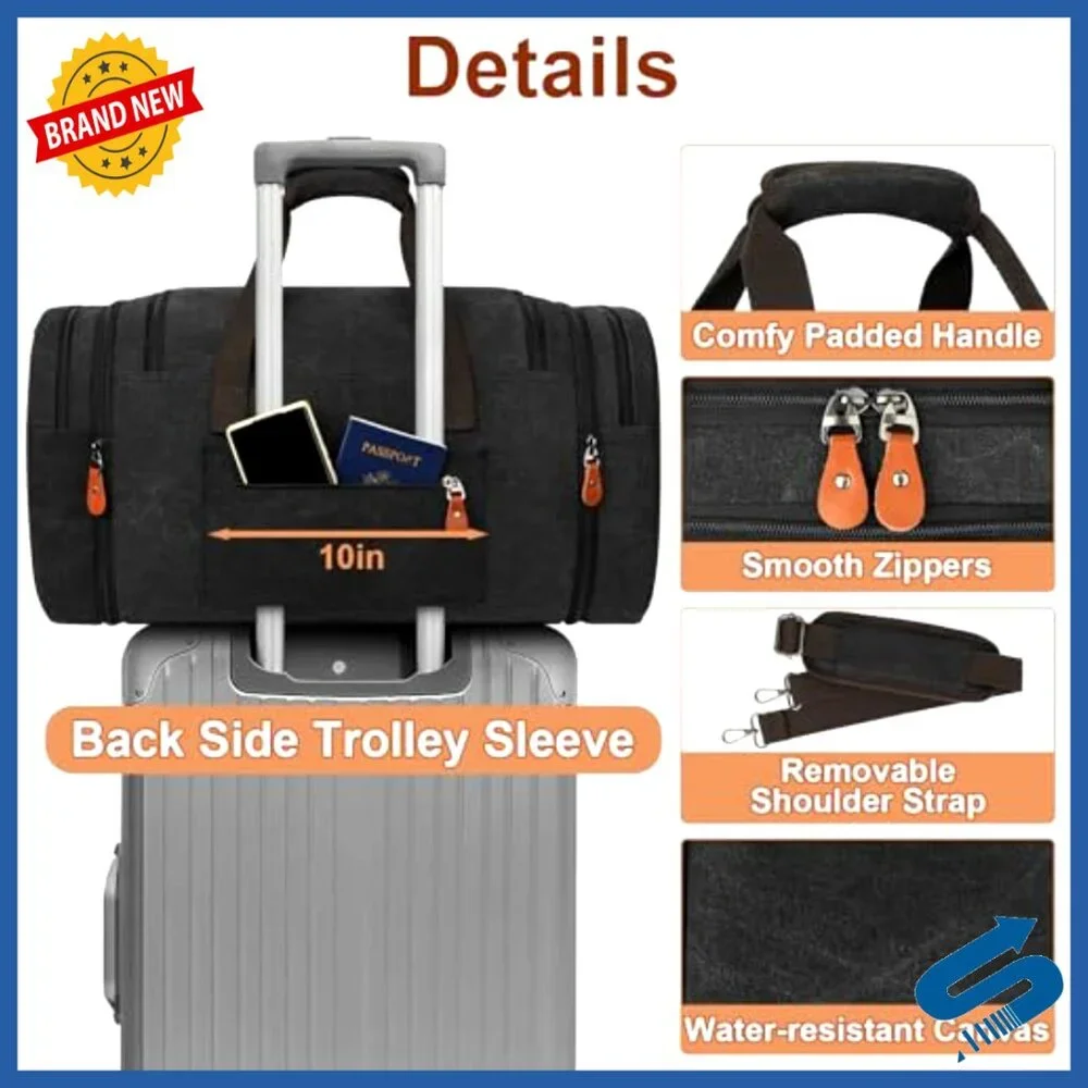 Expandable Canvas Duffle Bag Travel Weekender Carry On Luggage with Toiletry